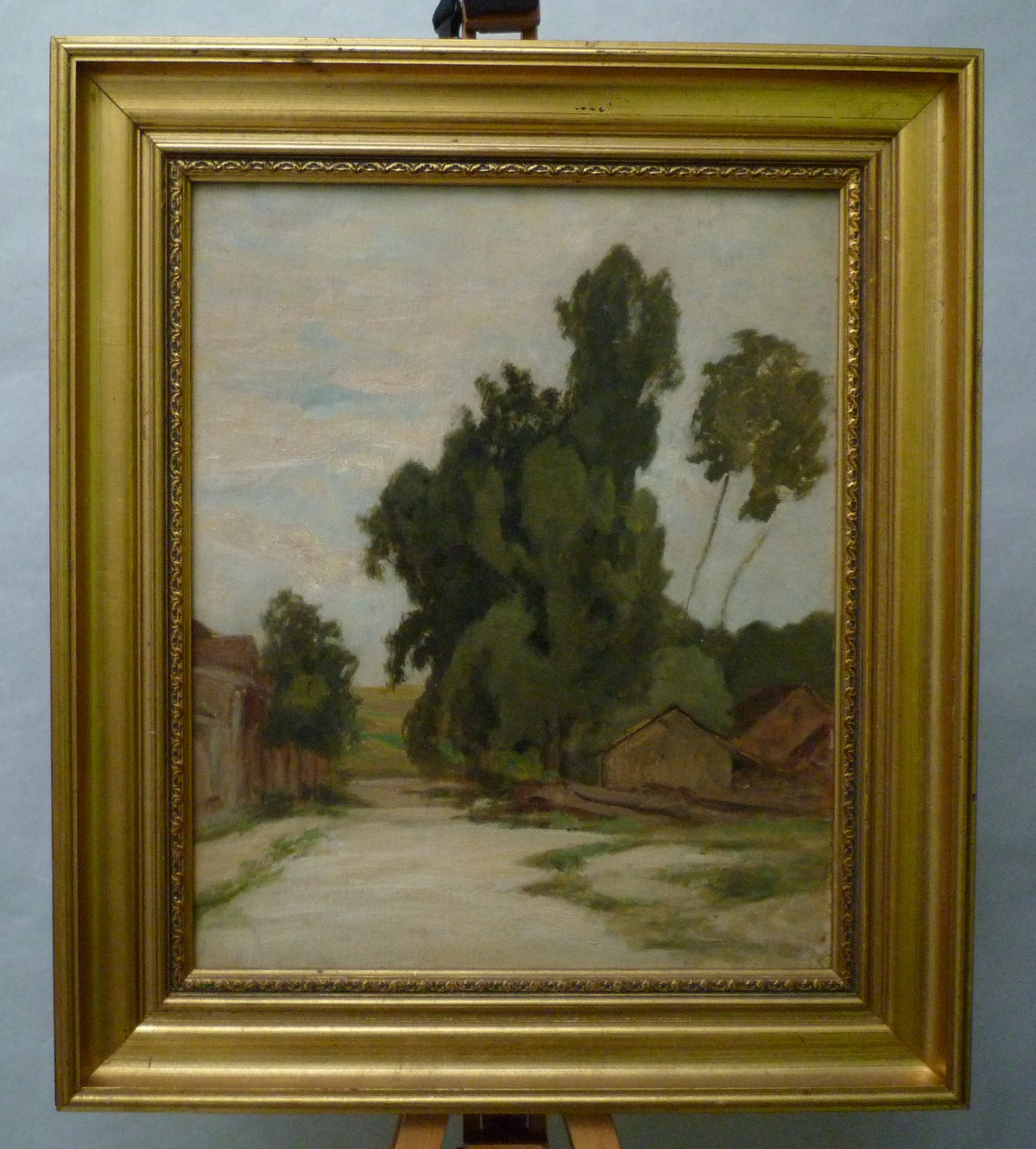 Tableau huile sur toile, Paysage de campagne, par G. Perrichon, seconde moitié XIXème siècle